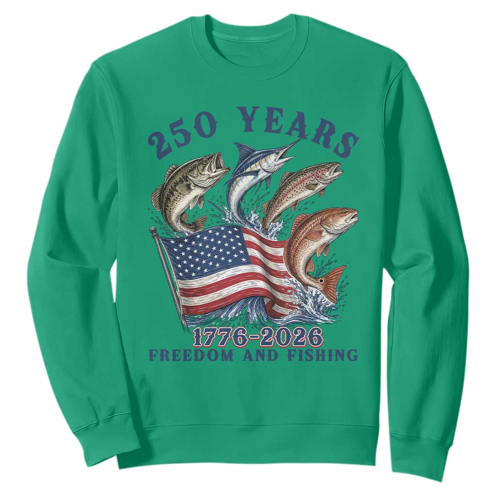 Freedom And Fishing Sweatshirt Patriotic American Flag Fisherman Gift TS12 Irish Green Print Your Wear