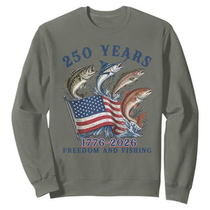 Freedom And Fishing Sweatshirt Patriotic American Flag Fisherman Gift TS12 Military Green Print Your Wear