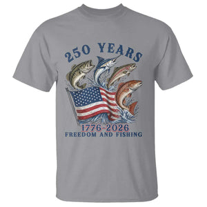 Freedom And Fishing T Shirt Patriotic American Flag Fisherman Gift TS12 Sport Gray Print Your Wear