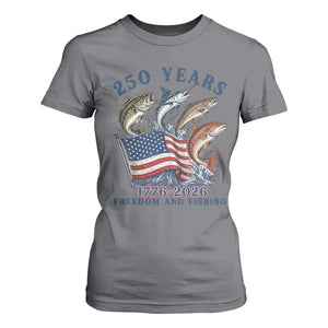 Freedom And Fishing T Shirt For Women Patriotic American Flag Fisherman Gift TS12 Charcoal Print Your Wear