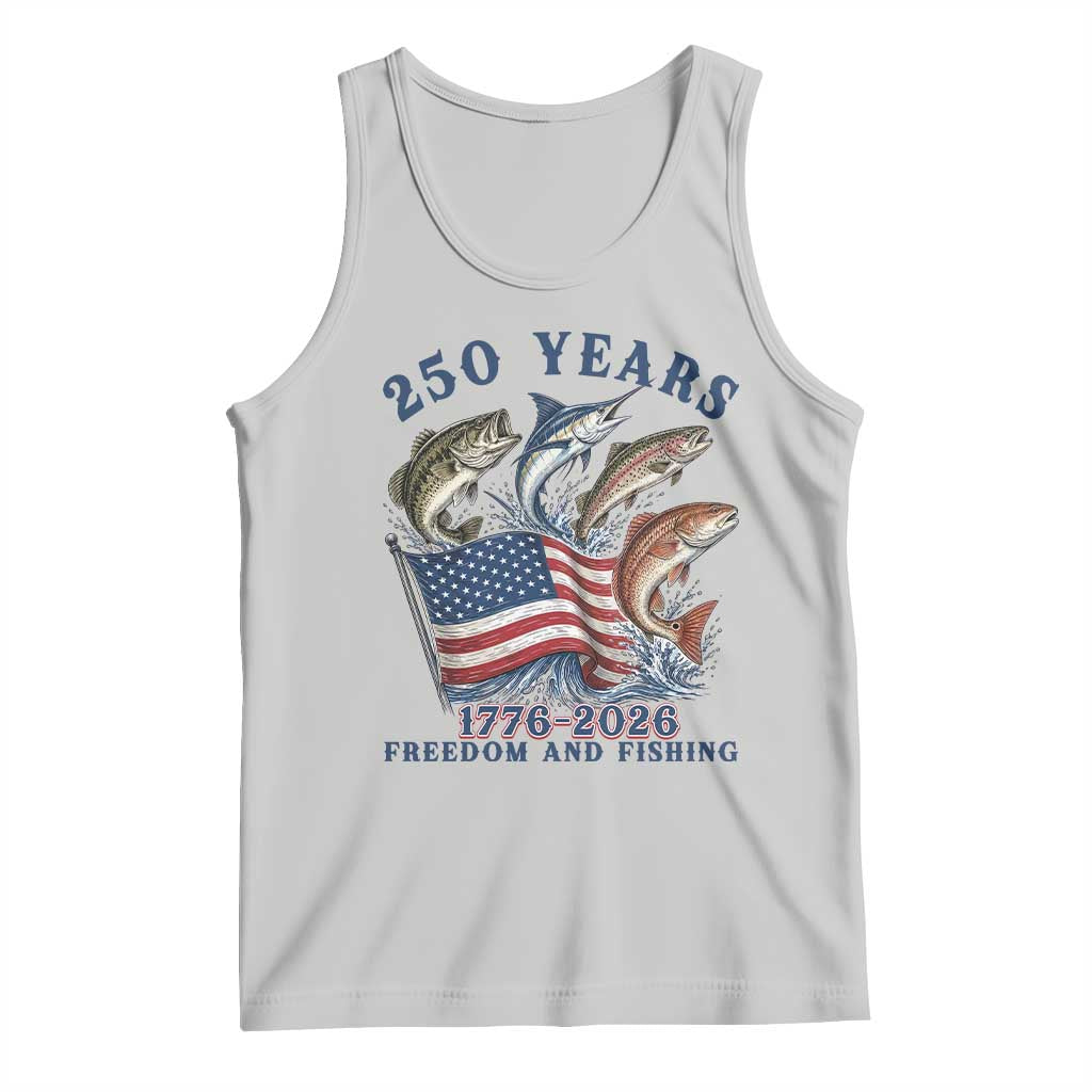 Freedom And Fishing Tank Top Patriotic American Flag Fisherman Gift TS12 Ash Print Your Wear