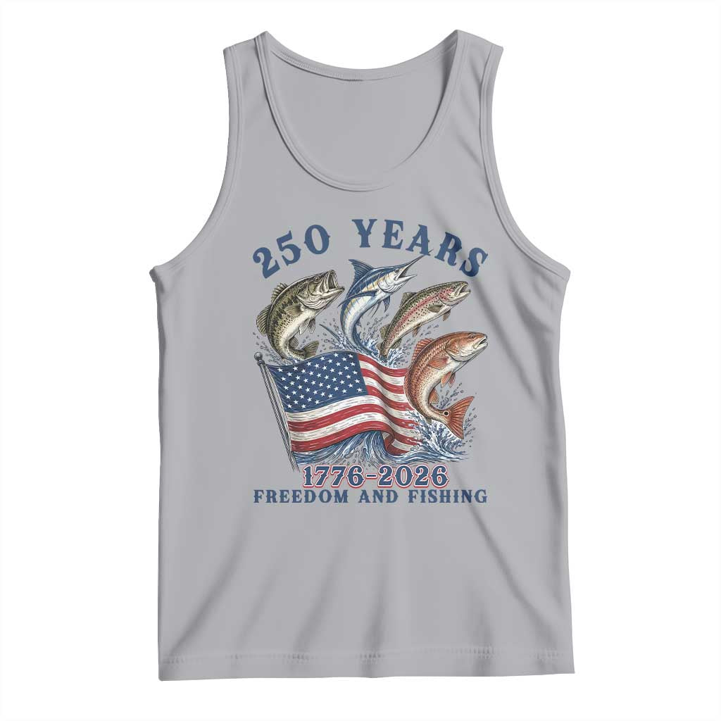 Freedom And Fishing Tank Top Patriotic American Flag Fisherman Gift TS12 Athletic Heather Print Your Wear