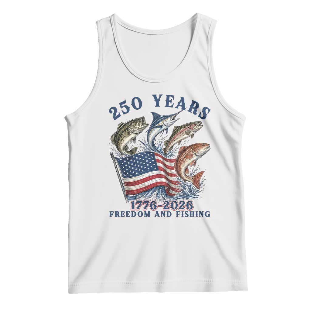 Freedom And Fishing Tank Top Patriotic American Flag Fisherman Gift TS12 White Print Your Wear