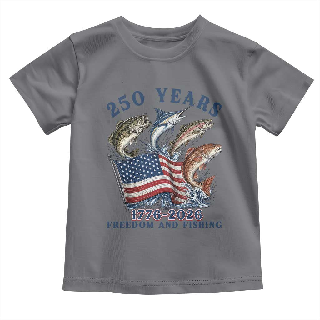 Freedom And Fishing Toddler T Shirt Patriotic American Flag Fisherman Gift TS12 Charcoal Print Your Wear
