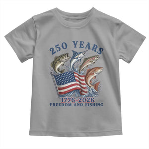 Freedom And Fishing Toddler T Shirt Patriotic American Flag Fisherman Gift TS12 Sport Gray Print Your Wear