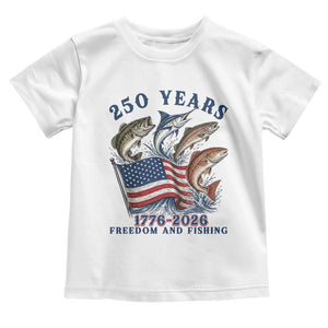Freedom And Fishing Toddler T Shirt Patriotic American Flag Fisherman Gift TS12 White Print Your Wear