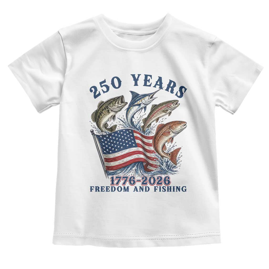 Freedom And Fishing Toddler T Shirt Patriotic American Flag Fisherman Gift TS12 White Print Your Wear