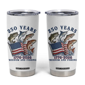 Freedom And Fishing Tumbler Cup Patriotic American Flag Fisherman Gift TS12 White Print Your Wear