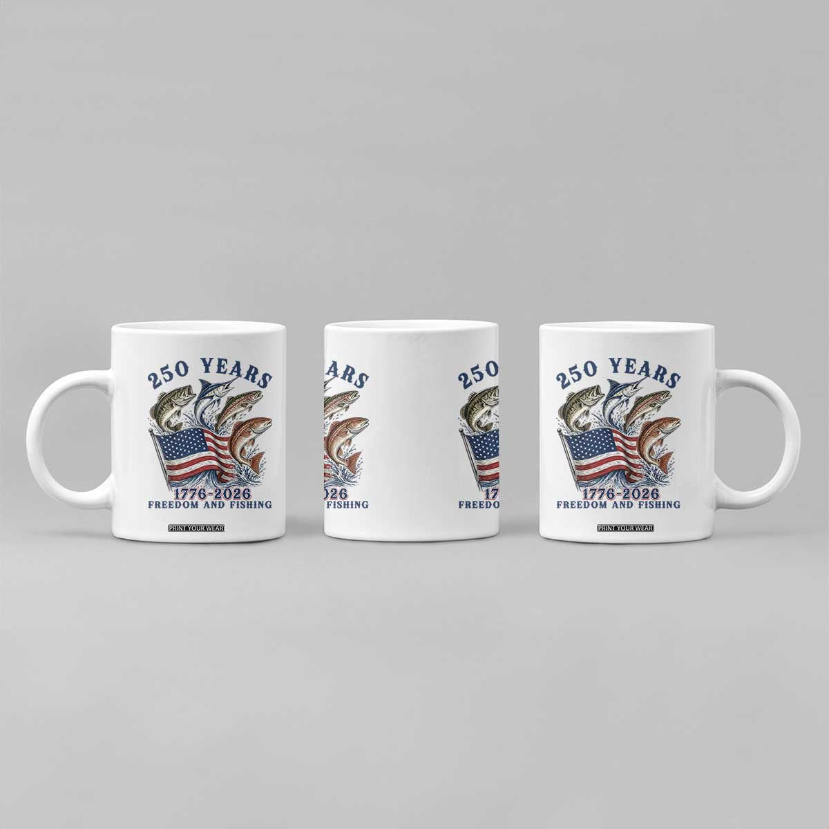Freedom And Fishing Coffee Mug Patriotic American Flag Fisherman Gift TS12 Print Your Wear