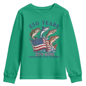 Freedom And Fishing Youth Sweatshirt Patriotic American Flag Fisherman Gift TS12 Irish Green Print Your Wear
