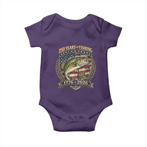Vintage 250 Years Of Fishing Baby Onesie American Flag Fisherman TS12 Purple Print Your Wear