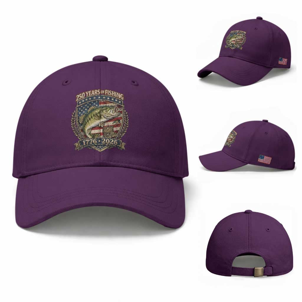 Vintage 250 Years Of Fishing Baseball Cap American Flag Fisherman TS12 Baseball Cap Universal Fit Purple Print Your Wear