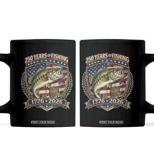 Vintage 250 Years Of Fishing Coffee Mug American Flag Fisherman TS12 Black Print Your Wear