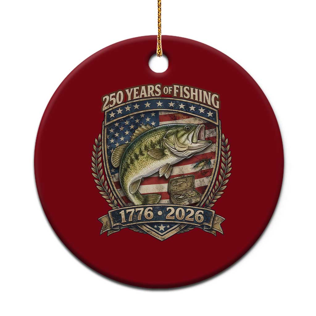 Vintage 250 Years Of Fishing Ceramic Ornament American Flag Fisherman TS12 1pc Red Print Your Wear