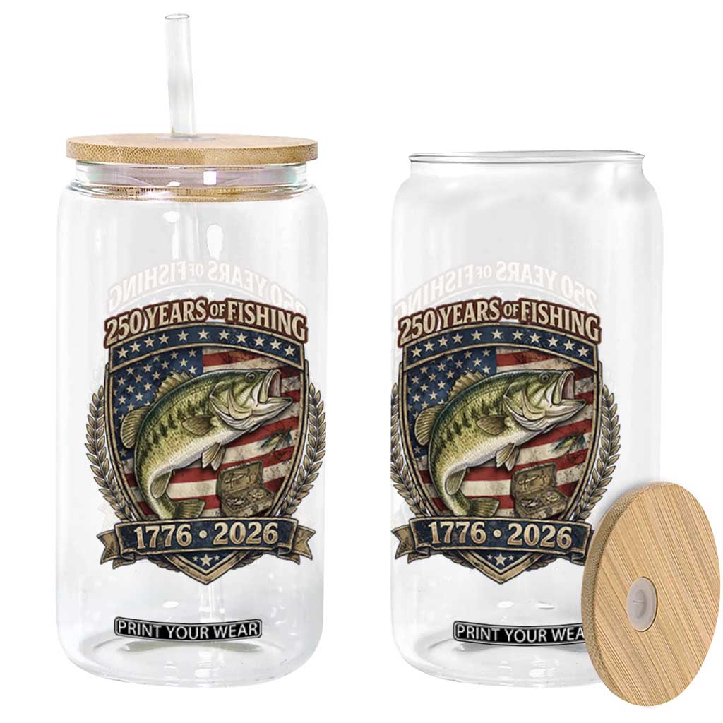 Vintage 250 Years Of Fishing Glass Can American Flag Fisherman TS12 Print Your Wear