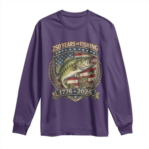 Vintage 250 Years Of Fishing Long Sleeve Shirt American Flag Fisherman TS12 Purple Print Your Wear
