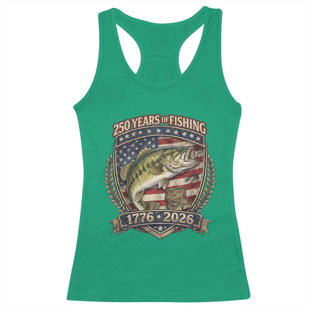 Vintage 250 Years Of Fishing Racerback Tank Top American Flag Fisherman TS12 Irish Green Print Your Wear