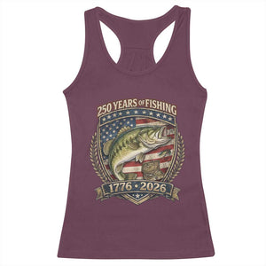 Vintage 250 Years Of Fishing Racerback Tank Top American Flag Fisherman TS12 Maroon Print Your Wear