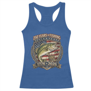 Vintage 250 Years Of Fishing Racerback Tank Top American Flag Fisherman TS12 Royal Blue Print Your Wear