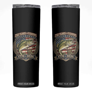 Vintage 250 Years Of Fishing Skinny Tumbler American Flag Fisherman TS12 Black Print Your Wear