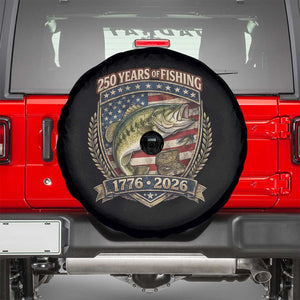 Vintage 250 Years Of Fishing Spare Tire Cover American Flag Fisherman TS12 Black Print Your Wear