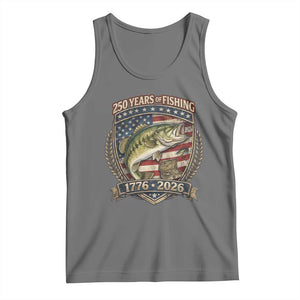 Vintage 250 Years Of Fishing Tank Top American Flag Fisherman TS12 Black Heather Print Your Wear