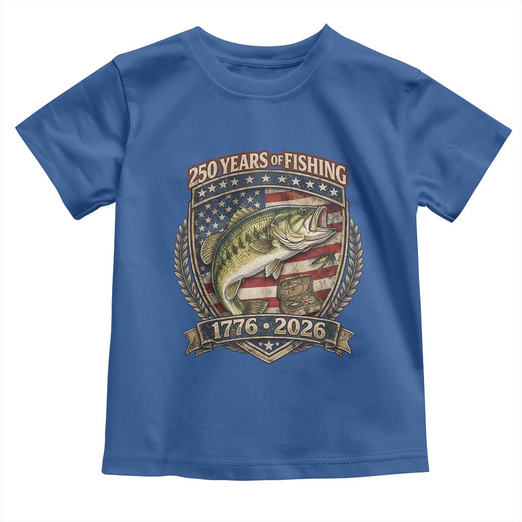 Vintage 250 Years Of Fishing Toddler T Shirt American Flag Fisherman TS12 Royal Blue Print Your Wear