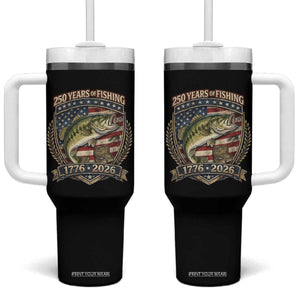 Vintage 250 Years Of Fishing Tumbler With Handle American Flag Fisherman TS12 One Size: 40 oz Black Print Your Wear