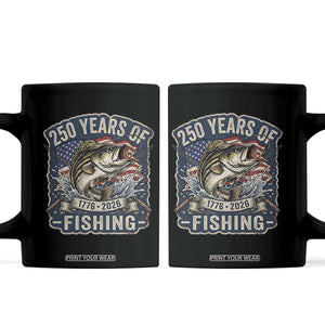 Vintage 250 Years Of Fishing Coffee Mug Patriotic Angler TS12 Black Print Your Wear