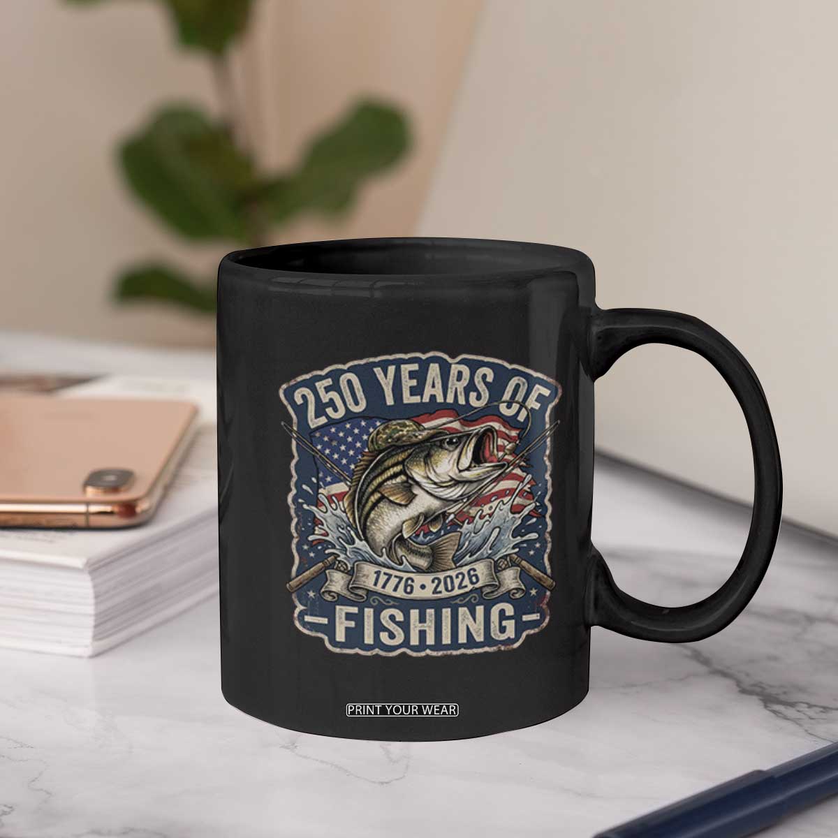 Vintage 250 Years Of Fishing Coffee Mug Patriotic Angler TS12 Print Your Wear