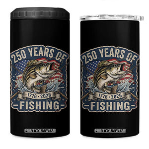 Vintage 250 Years Of Fishing 4 in 1 Can Cooler Tumbler Patriotic Angler TS12 One Size: 16 oz Black Print Your Wear
