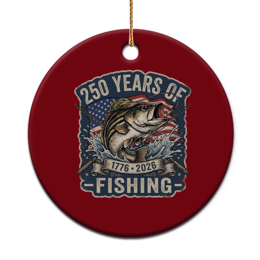 Vintage 250 Years Of Fishing Ceramic Ornament Patriotic Angler TS12 1pc Red Print Your Wear