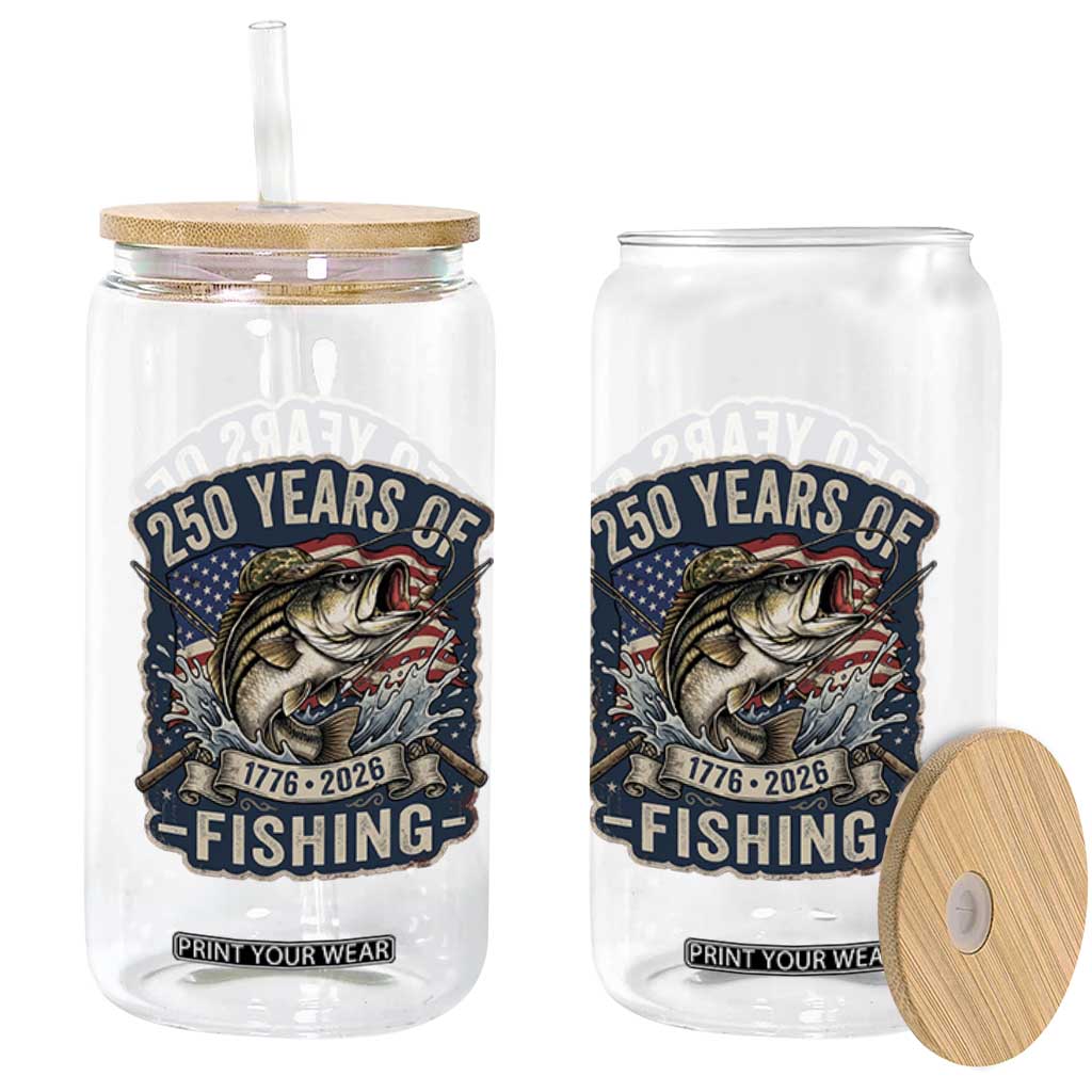 Vintage 250 Years Of Fishing Glass Can Patriotic Angler TS12 Print Your Wear