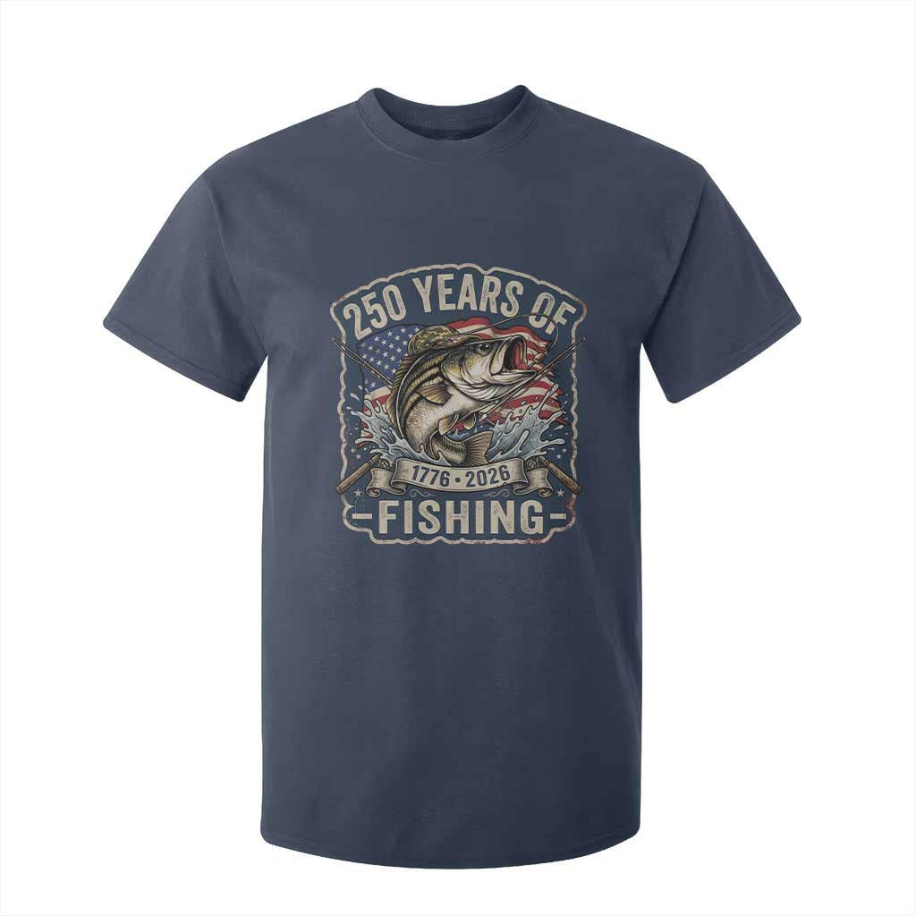 Vintage 250 Years Of Fishing T Shirt For Kid Patriotic Angler TS12 Navy Print Your Wear