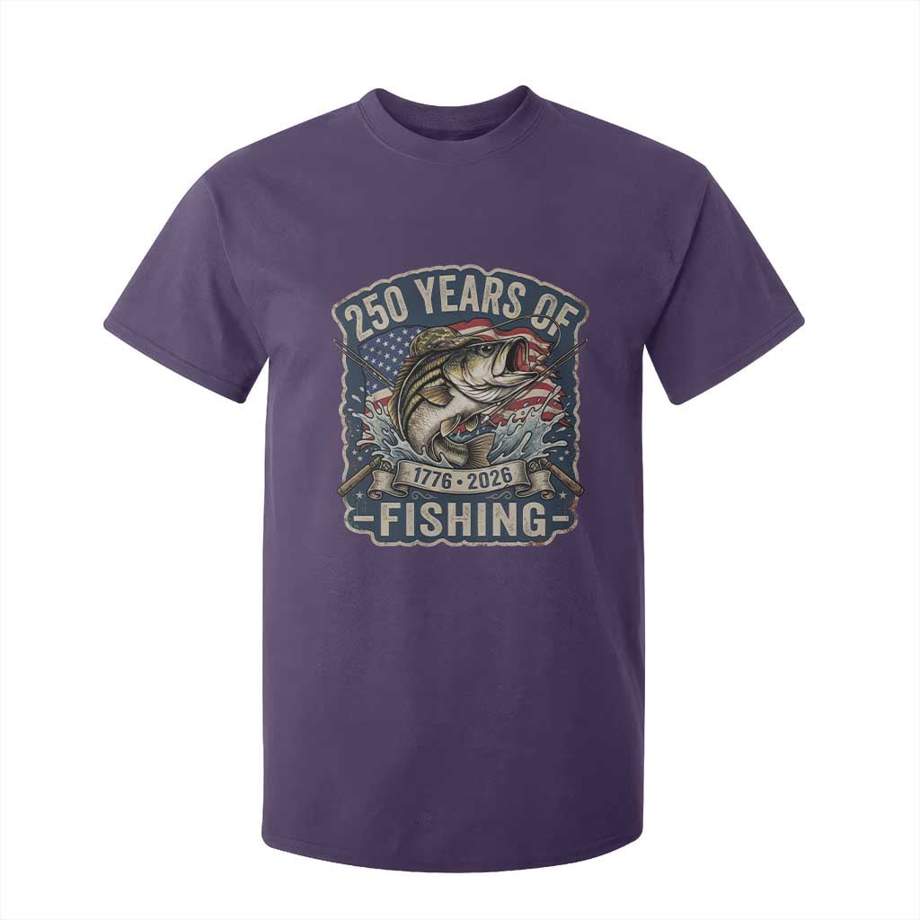 Vintage 250 Years Of Fishing T Shirt For Kid Patriotic Angler TS12 Purple Print Your Wear