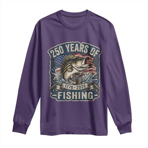 Vintage 250 Years Of Fishing Long Sleeve Shirt Patriotic Angler TS12 Purple Print Your Wear