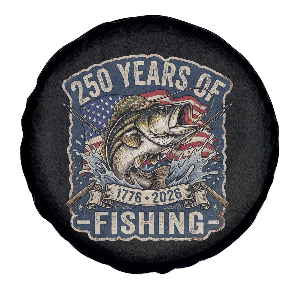 Vintage 250 Years Of Fishing Spare Tire Cover Patriotic Angler TS12 Print Your Wear