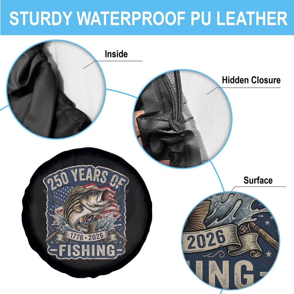 Vintage 250 Years Of Fishing Spare Tire Cover Patriotic Angler TS12 Print Your Wear