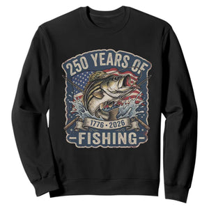 Vintage 250 Years Of Fishing Sweatshirt Patriotic Angler TS12 Black Print Your Wear