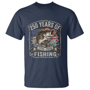 Vintage 250 Years Of Fishing T Shirt Patriotic Angler TS12 Navy Print Your Wear