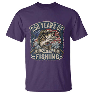 Vintage 250 Years Of Fishing T Shirt Patriotic Angler TS12 Purple Print Your Wear