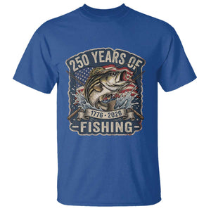 Vintage 250 Years Of Fishing T Shirt Patriotic Angler TS12 Royal Blue Print Your Wear