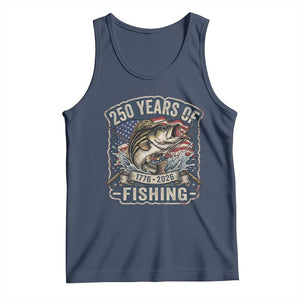 Vintage 250 Years Of Fishing Tank Top Patriotic Angler TS12 Navy Print Your Wear