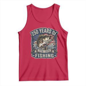 Vintage 250 Years Of Fishing Tank Top Patriotic Angler TS12 Red Print Your Wear