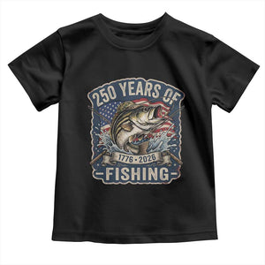 Vintage 250 Years Of Fishing Toddler T Shirt Patriotic Angler TS12 Black Print Your Wear