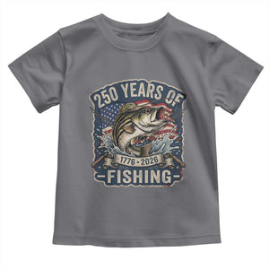 Vintage 250 Years Of Fishing Toddler T Shirt Patriotic Angler TS12 Charcoal Print Your Wear
