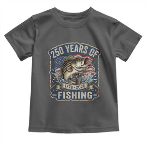 Vintage 250 Years Of Fishing Toddler T Shirt Patriotic Angler TS12 Dark Heather Print Your Wear