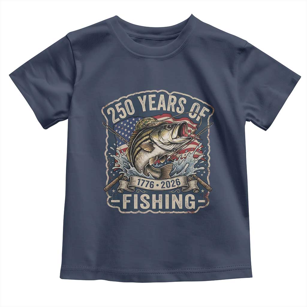Vintage 250 Years Of Fishing Toddler T Shirt Patriotic Angler TS12 Navy Print Your Wear