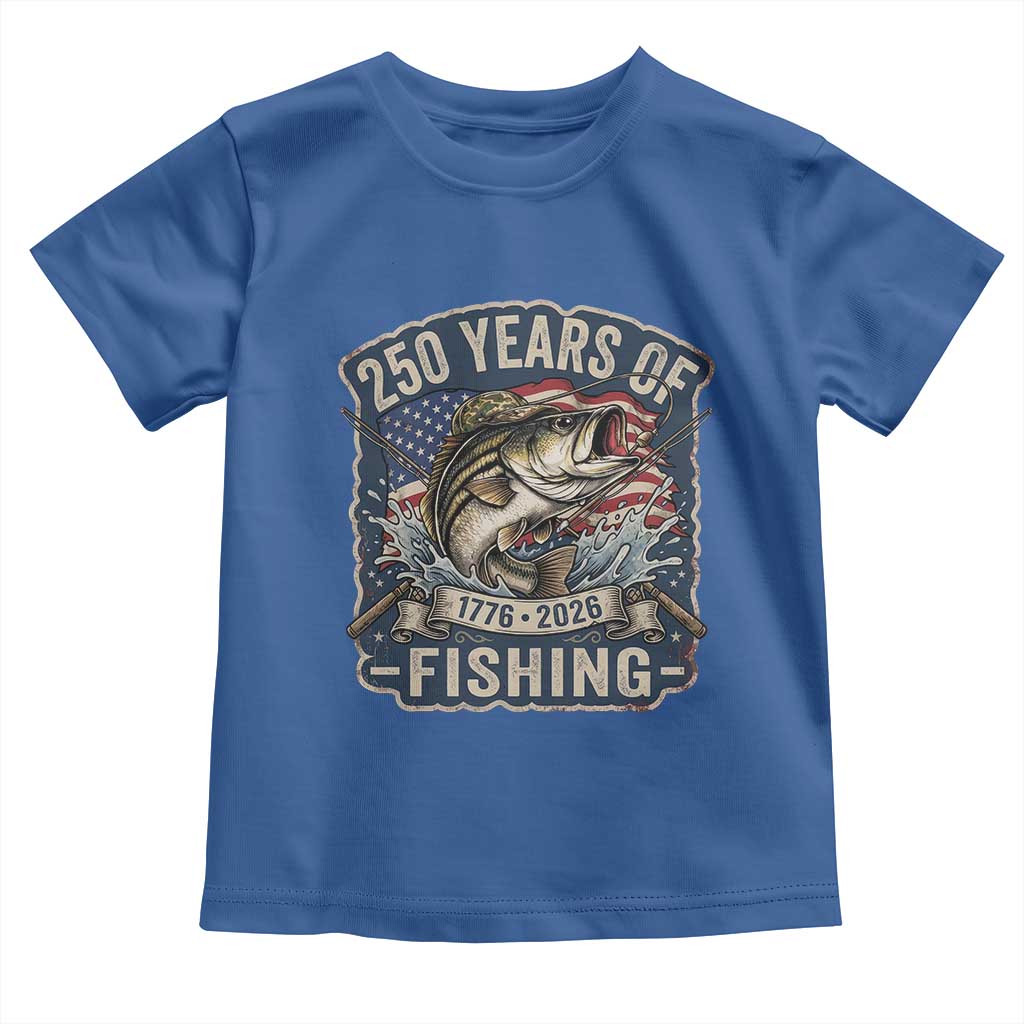 Vintage 250 Years Of Fishing Toddler T Shirt Patriotic Angler TS12 Royal Blue Print Your Wear