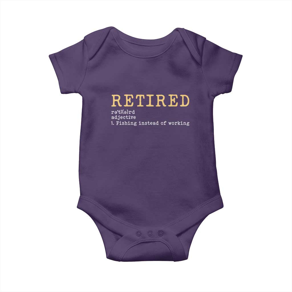 Retired Definition Fishing Baby Onesie Funny Retirement Fisherman Gift TS12 Purple Print Your Wear